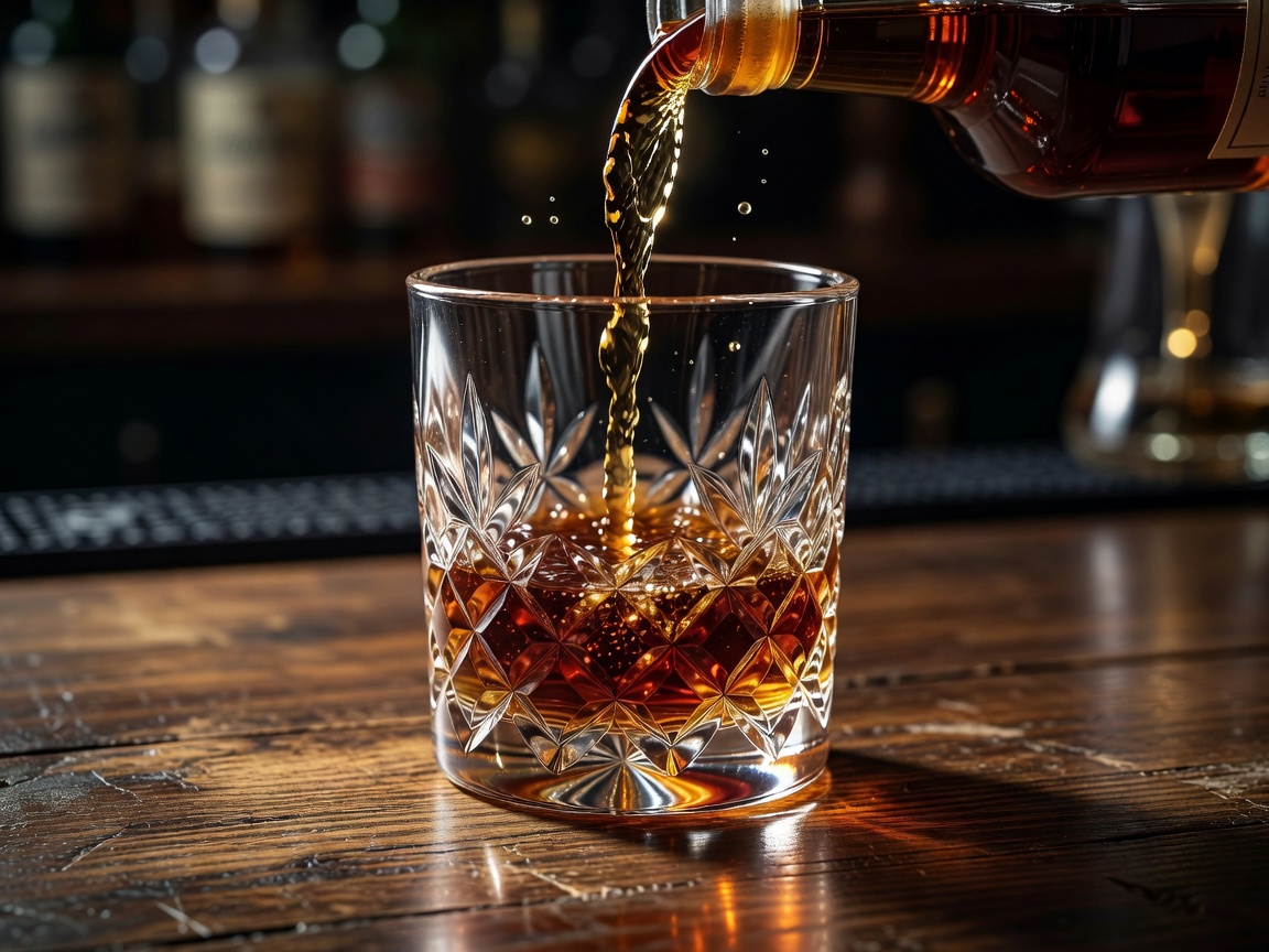 Single Pot Still Amber Whiskey Pour